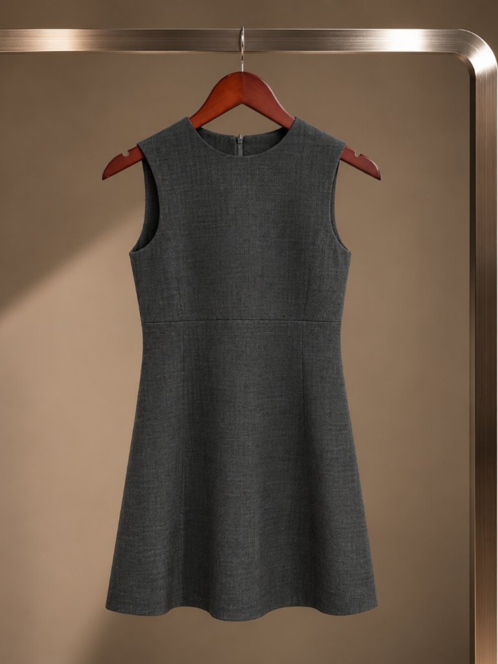 Theory Y2K Charcoal Grey Wool Blend Sleeveless Mini Shift Dress Back Zip XS